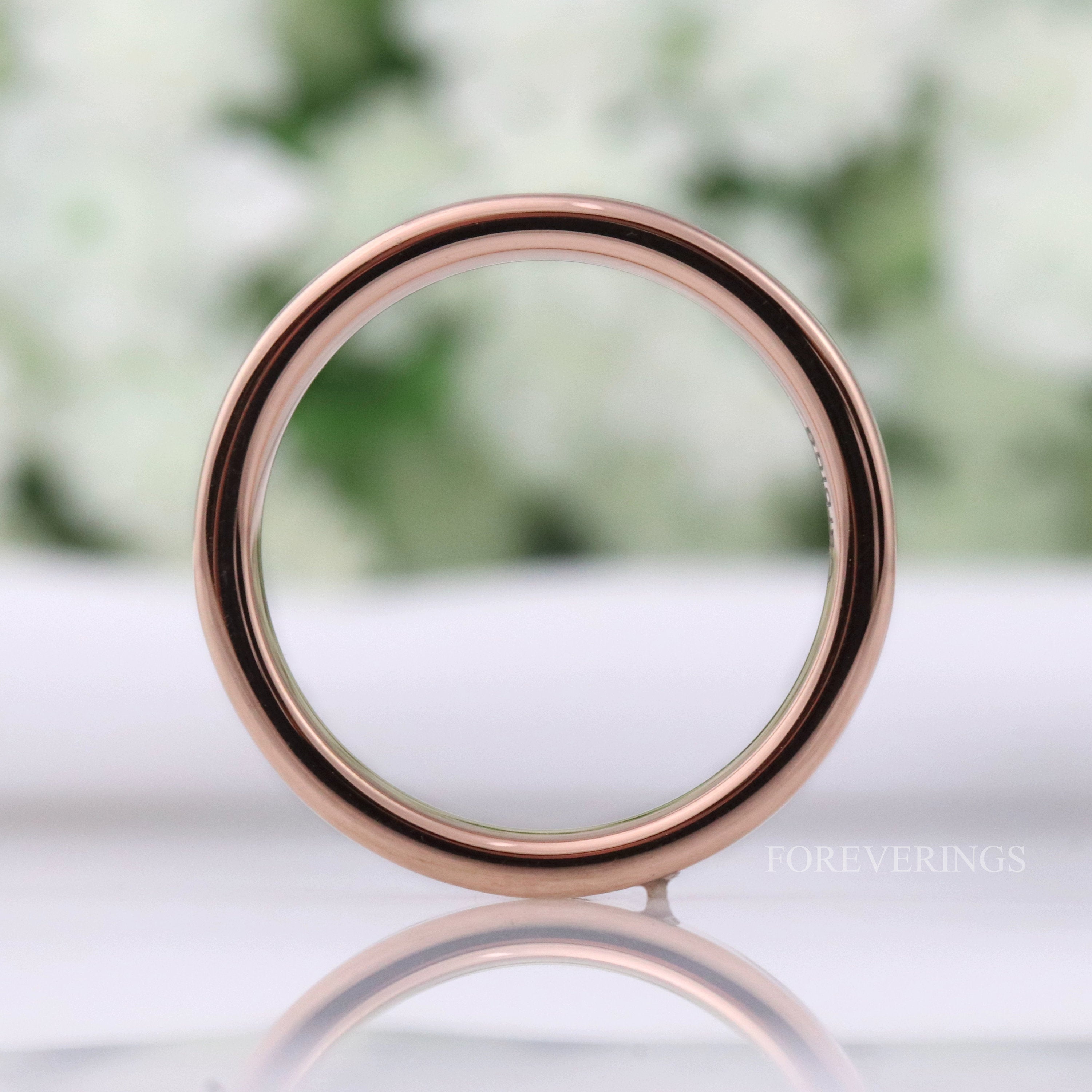 Rose Gold Wedding Band, Simple Flat Tungsten Ring, 2mm-4mm Mens Womens Wedding Band, Polished Rose Gold Band, Custom Engraved Ring