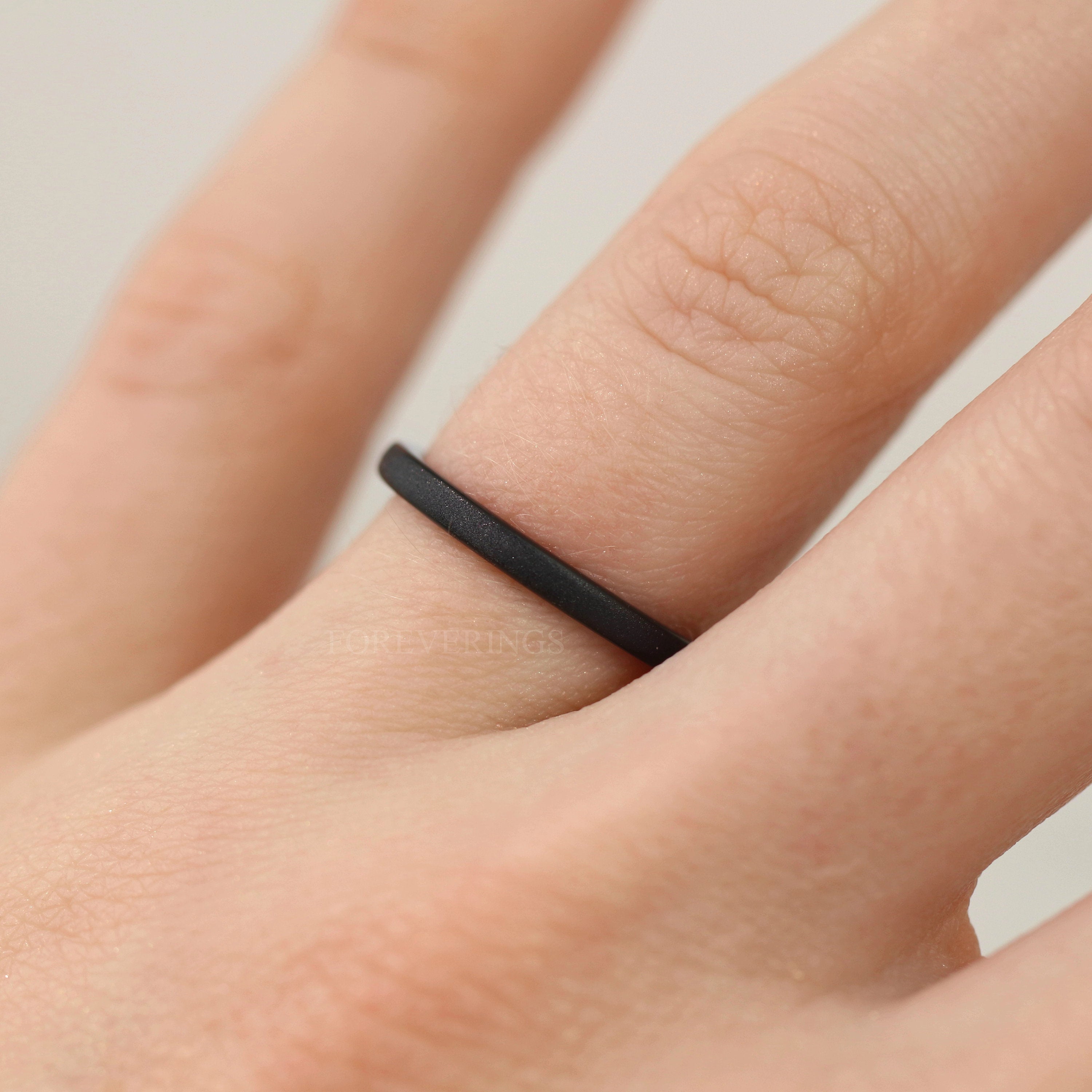 Black Sandblasted Tungsten Ring, 2mm Thin Wedding Band, Black Sparkling Band, Men Women Ring, Domed, Minimalist Unique Ring, Ring Engraving