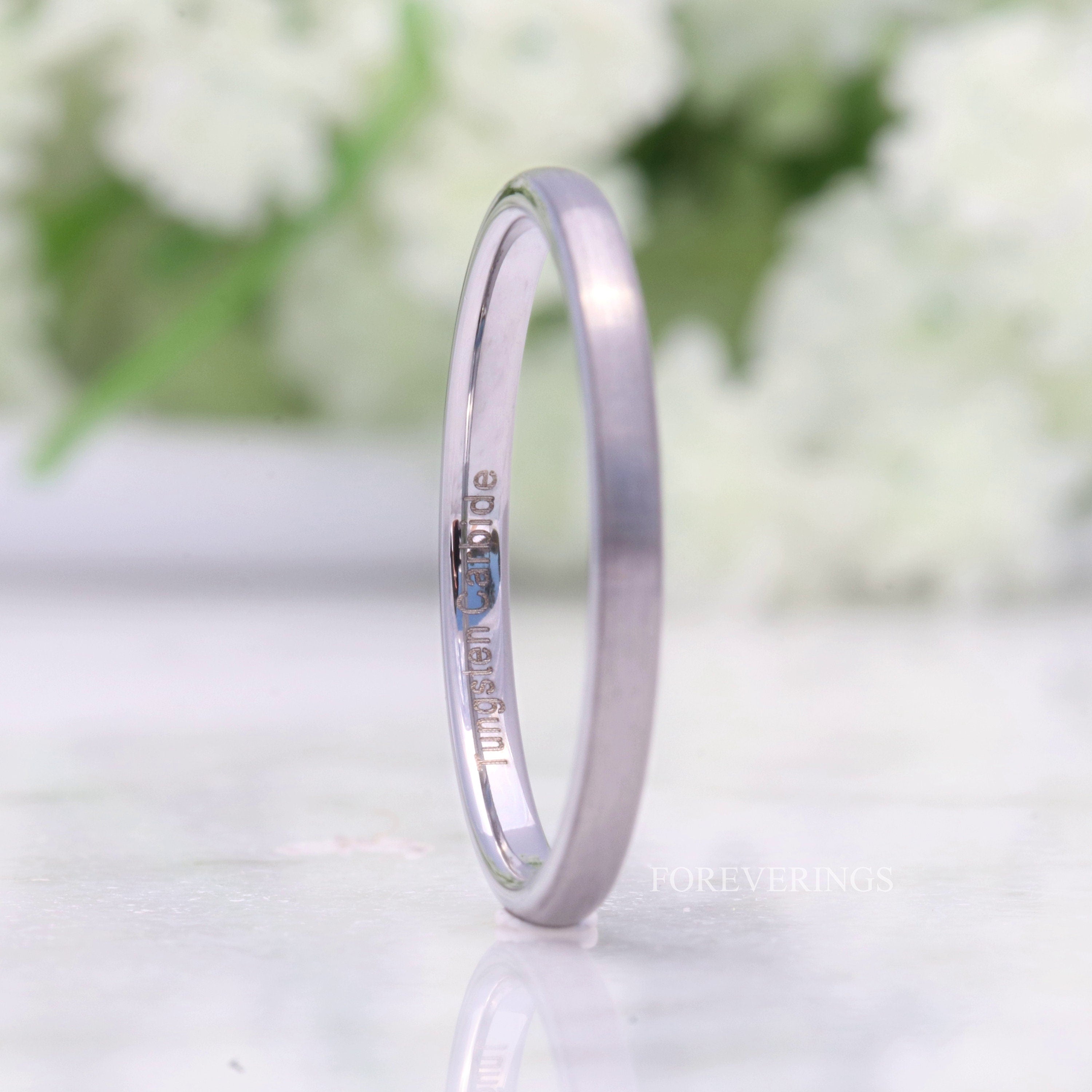 Brushed Silver Tungsten Wedding Band, 2mm 4mm Mens Womens Ring, Domed Silver Ring, Minimalist Simple Thin Band, Promise Ring, Ring Engraving