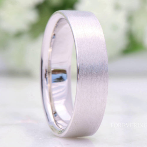 925 Sterling Silver Wedding Band, 6mm Band, No Plating, Brushed Matte, Comfort Fit, Flat, Mens Womens Ring, Simple Wedding Band