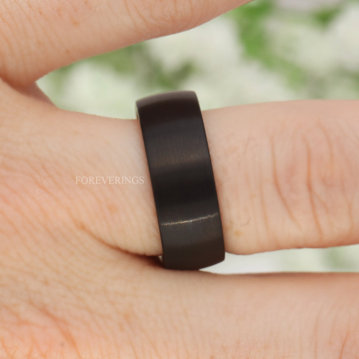 Olive Wood and Tungsten Ring, 8mm Black Ring, Simple Dome and Matte-Brush, Comfort Fit, Birthday Anniversary Gift for Him