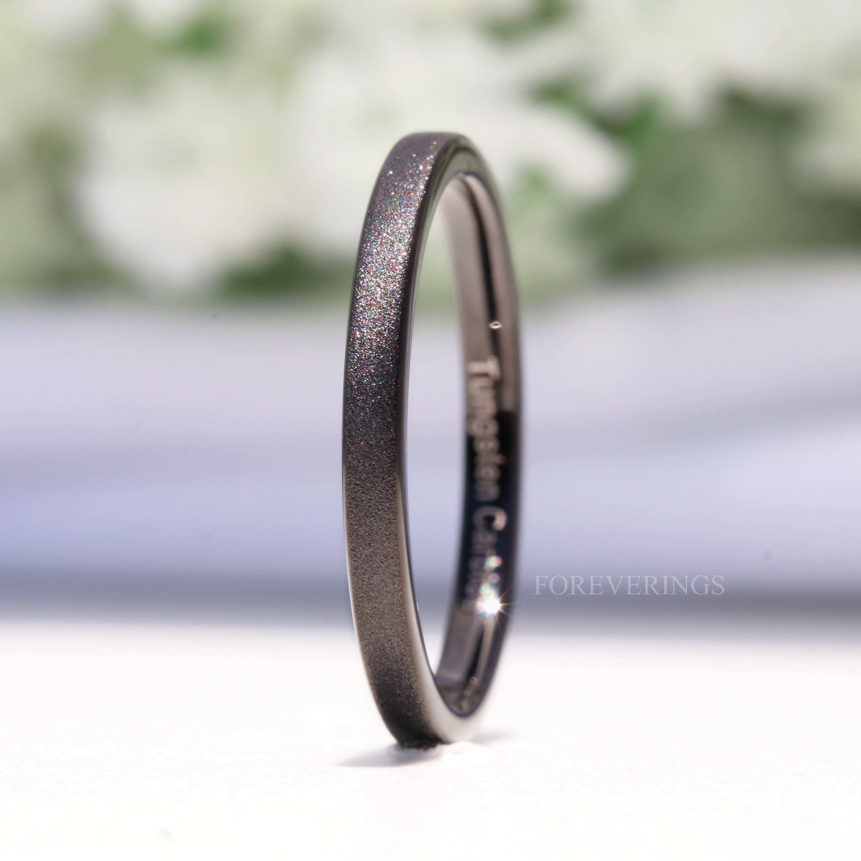 Black Sandblasted Ring, Women Wedding Band, Flat Black Ring, 2mm 4mm Mens Tungsten Ring, Simple and Unique Ring, Personalized Gift, Engrave