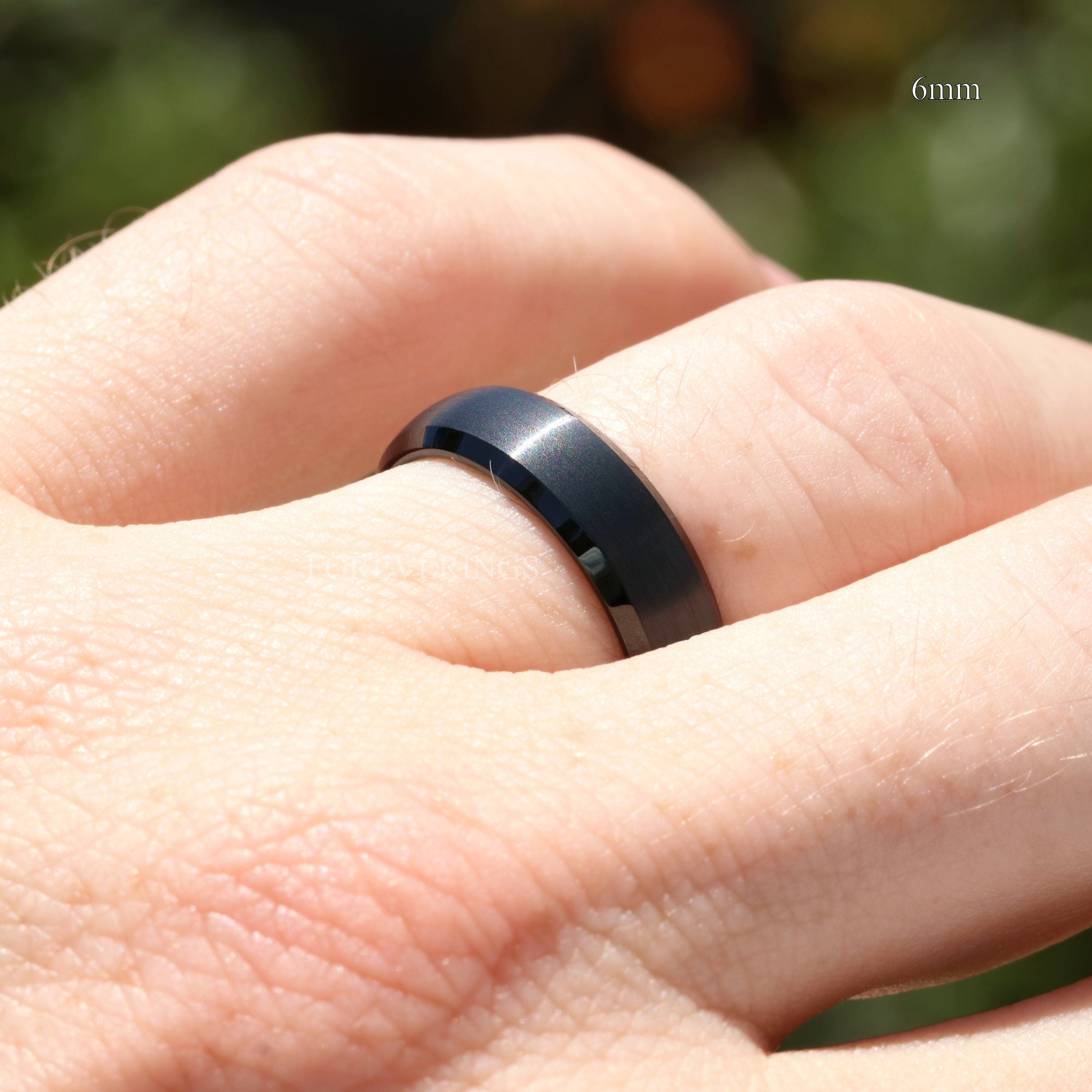 Matte Black Tungsten Ring, 8mm 6mm Mens Wedding Band, Simple Modern Custom Engraved Ring