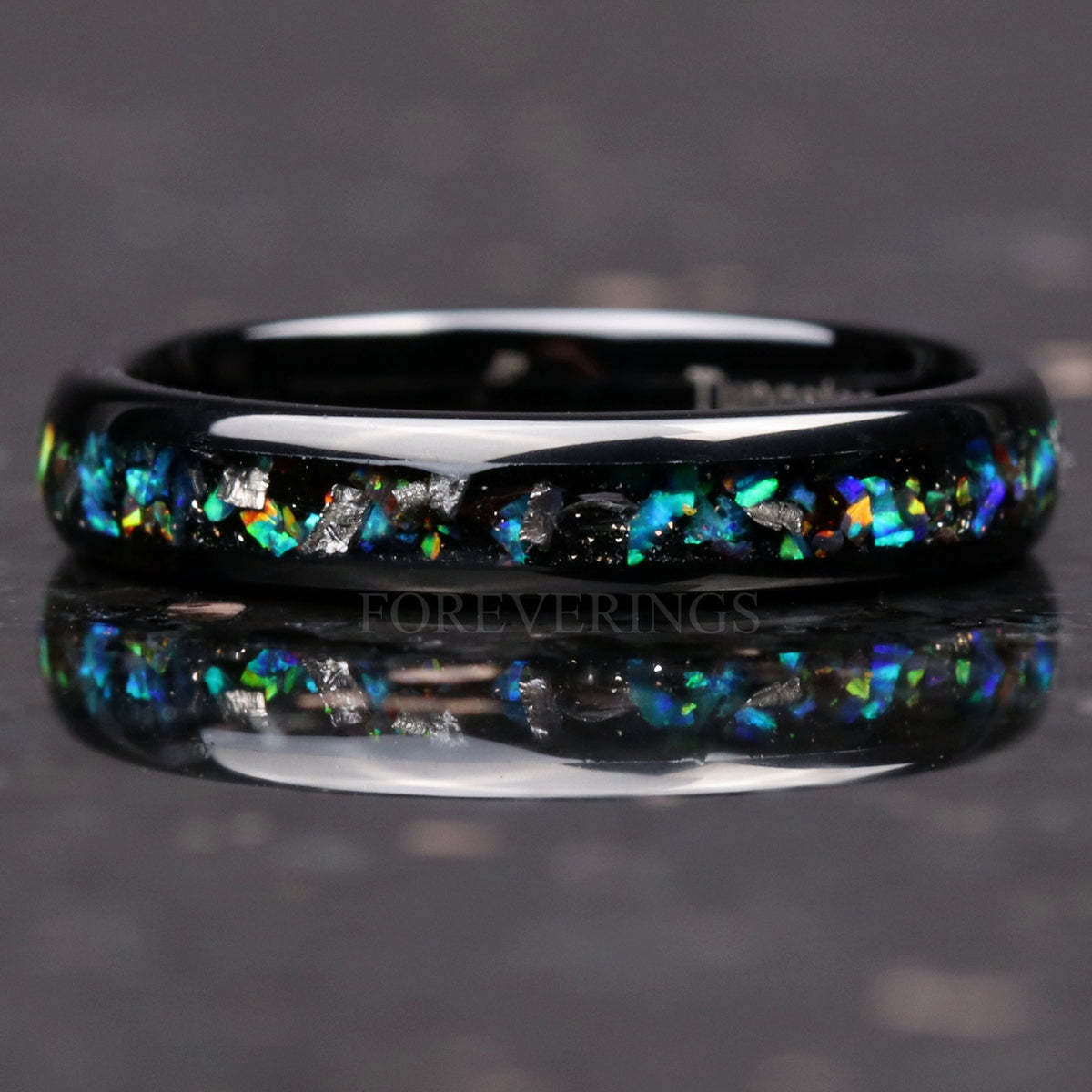 Meteorite Ring | Black Tungsten Wedding Band | 4mm