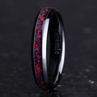 Black Fire Opal Ring | Black Ceramic Band | 4mm