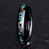Meteorite Ring | Black Tungsten Wedding Band | 4mm