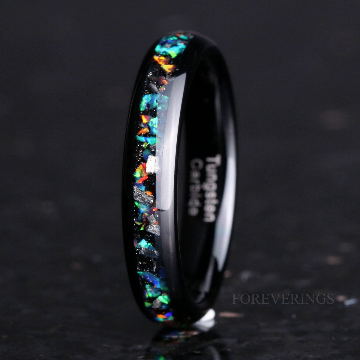 Meteorite Ring | Black Tungsten Wedding Band | 4mm