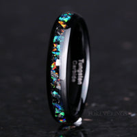 Meteorite Ring | Black Tungsten Wedding Band | 4mm