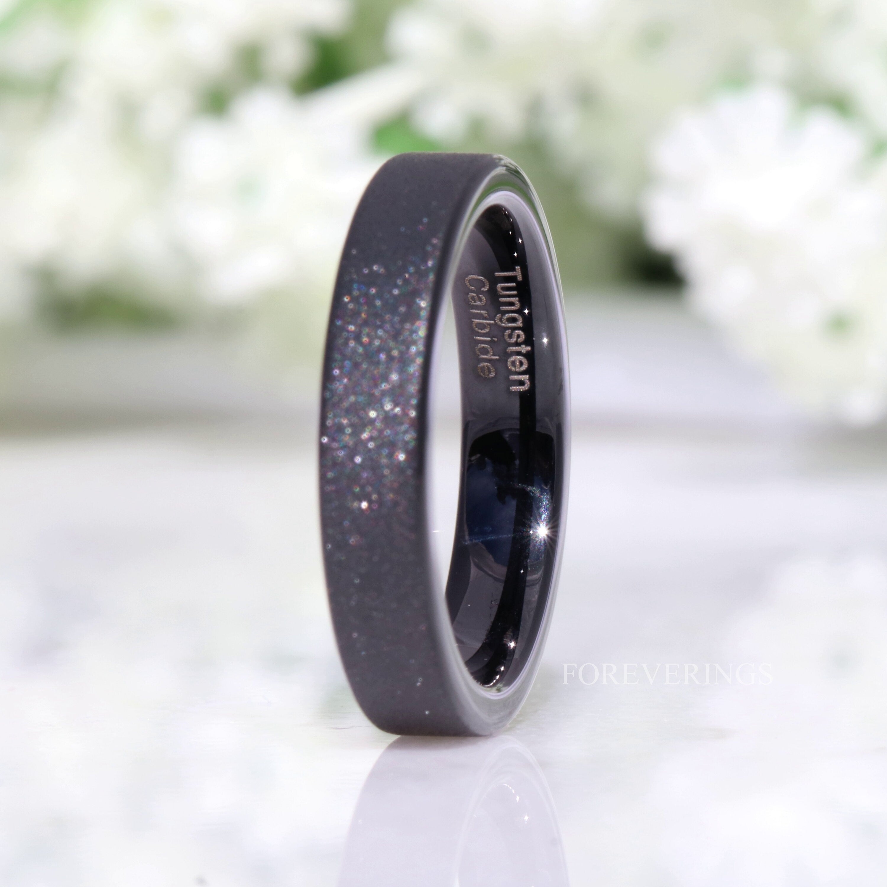 Black Sandblasted Ring, Women Wedding Band, Flat Black Ring, 2mm 4mm Mens Tungsten Ring, Simple and Unique Ring, Personalized Gift, Engrave