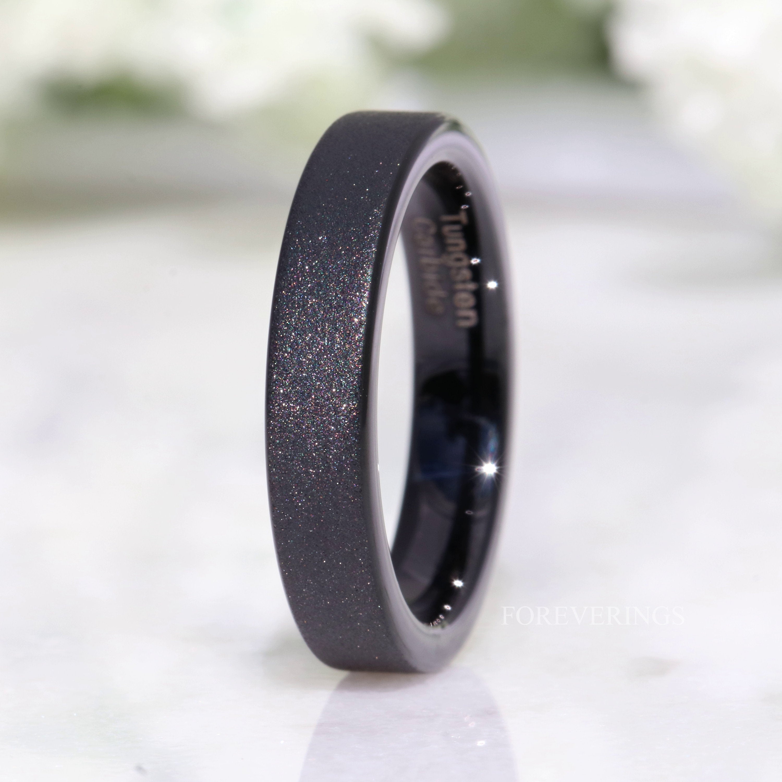 Black Sandblasted Ring, Women Wedding Band, Flat Black Ring, 2mm 4mm Mens Tungsten Ring, Simple and Unique Ring, Personalized Gift, Engrave