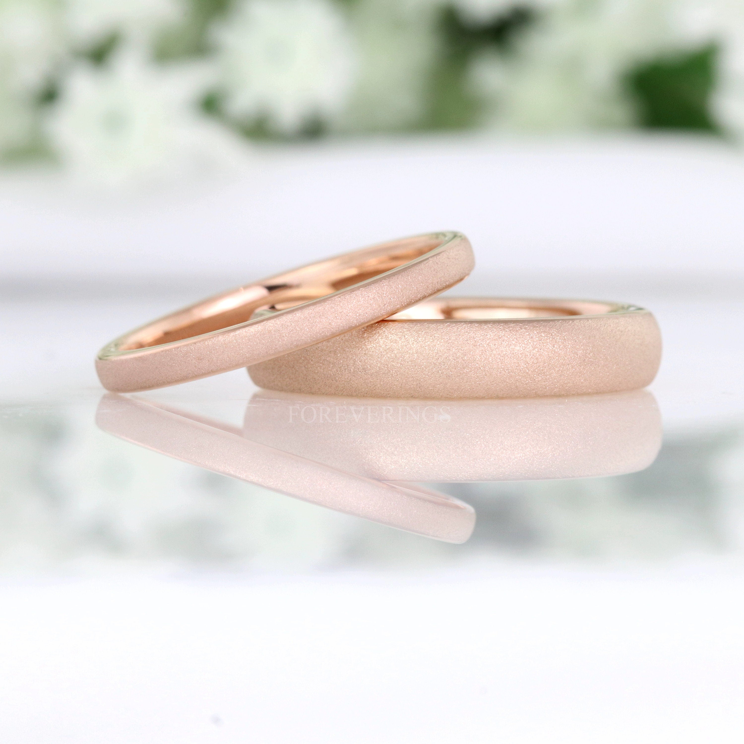 Rose Gold Wedding Band, Sandblasted Tungsten Ring, 2mm-4mm Womens Wedding Band, Unique Sparkling Band, Domed Ring, Custom Engraved Ring