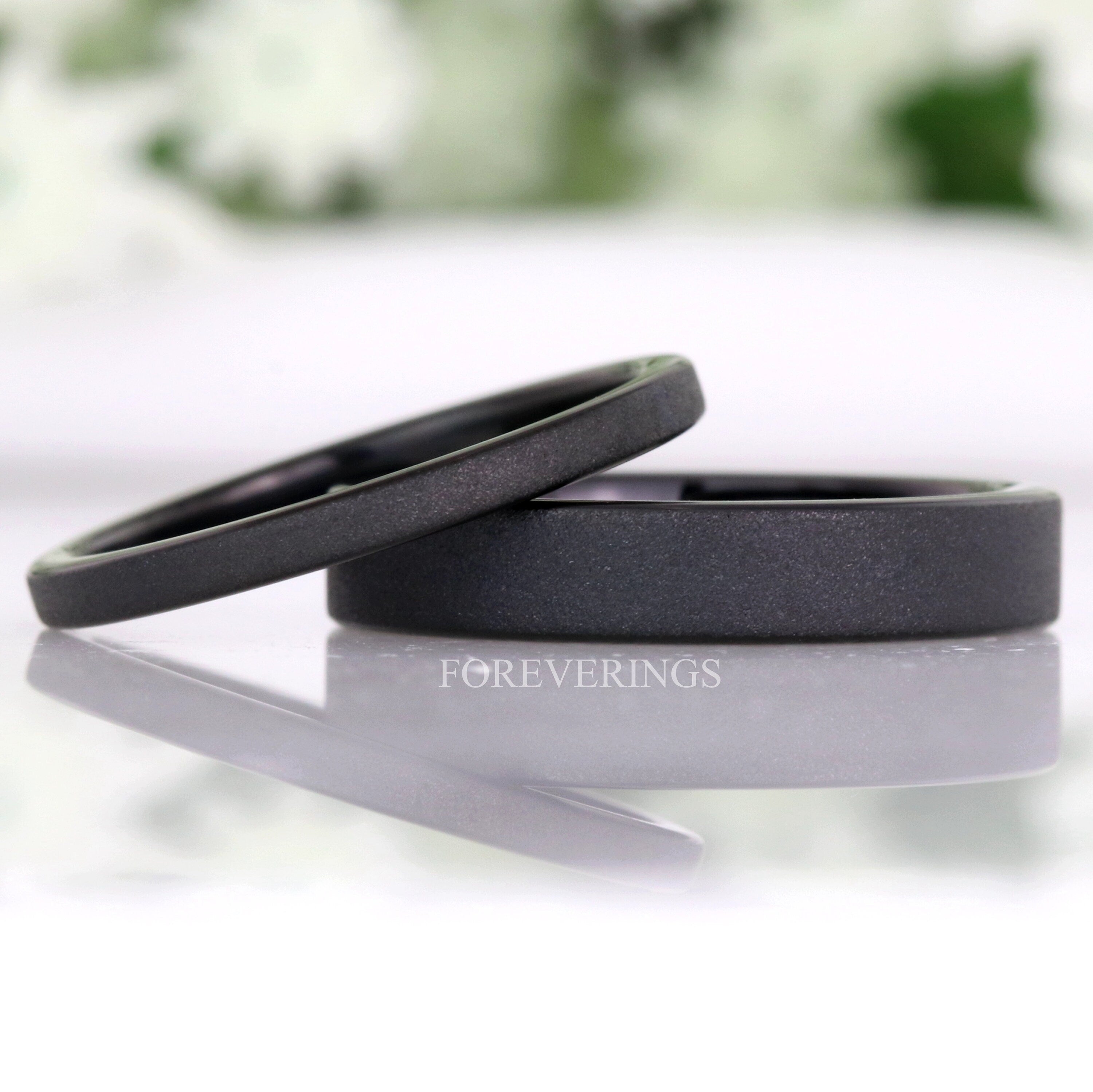 Black Sandblasted Ring, Women Wedding Band, Flat Black Ring, 2mm 4mm Mens Tungsten Ring, Simple and Unique Ring, Personalized Gift, Engrave