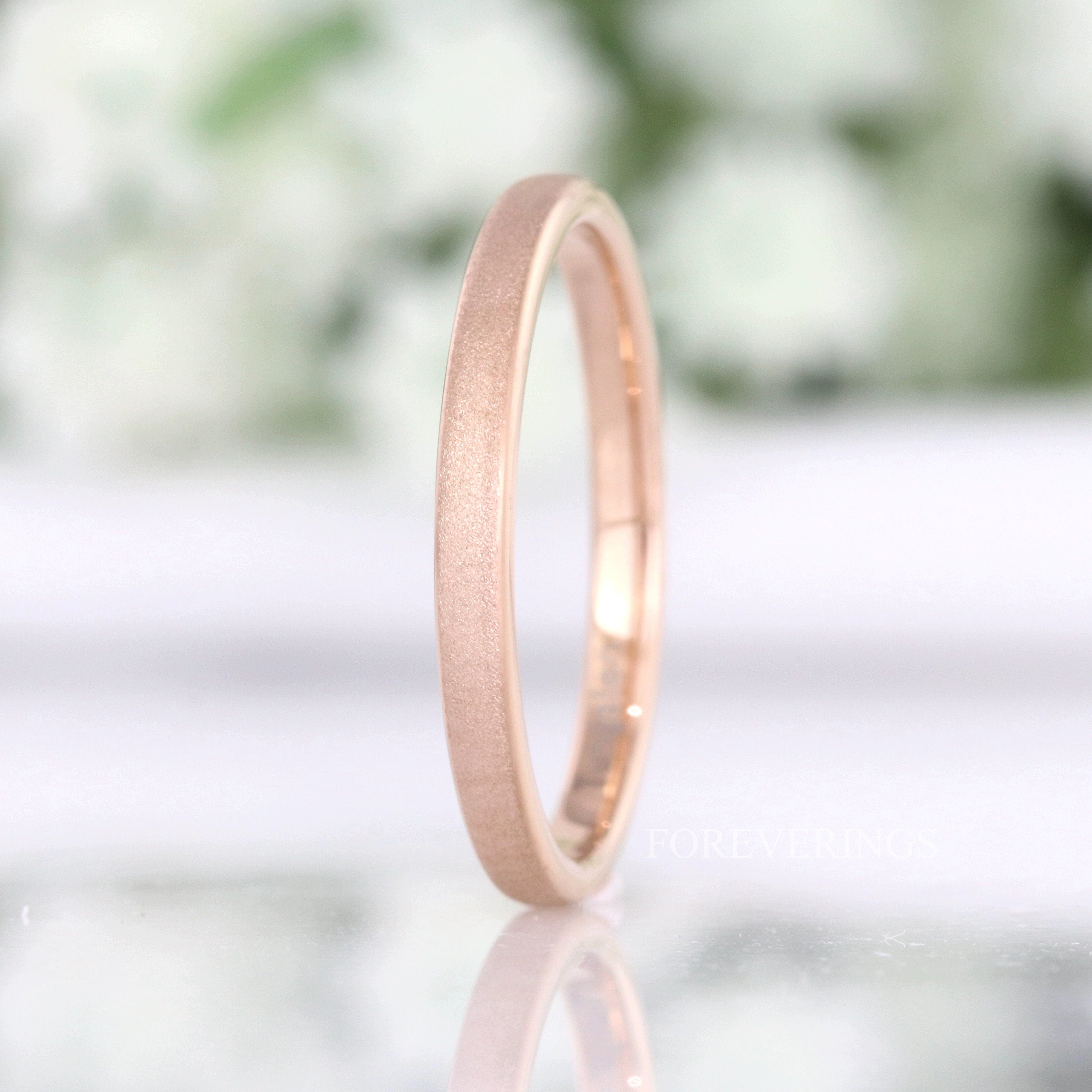 Rose Gold Wedding Band, Sandblasted Tungsten Ring, 2mm-4mm Womens Wedding Band, Unique Sparkling Band, Domed Ring, Custom Engraved Ring