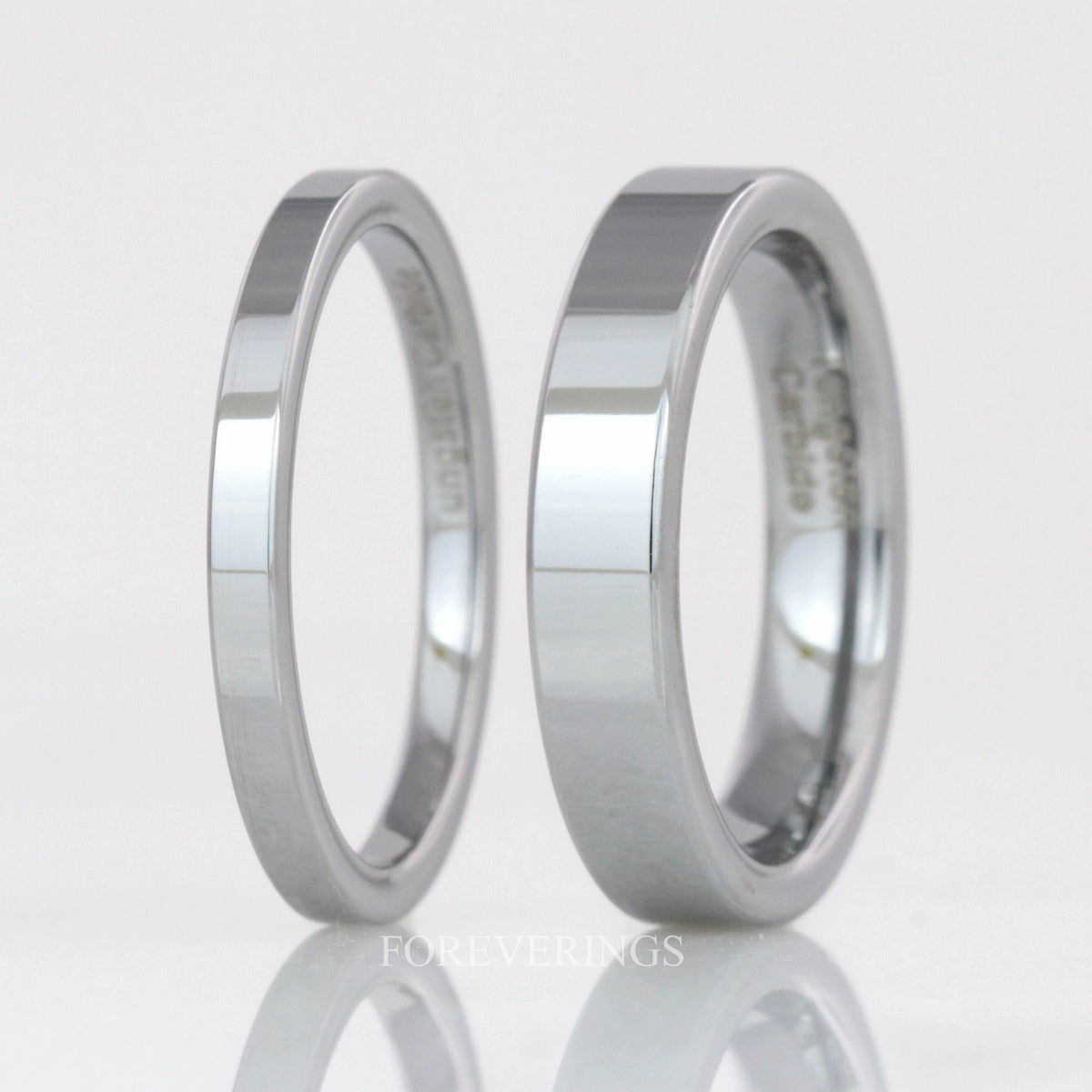 Flat Silver Wedding Band Men Women, 2mm 4mm Tungsten Ring, Polished, Simple Thin Band, Promise Ring, Ring Engraving