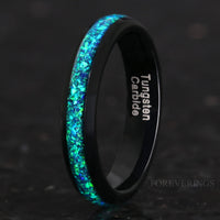Green Opal Black Tungsten Band | Dome Polish 4mm Ring