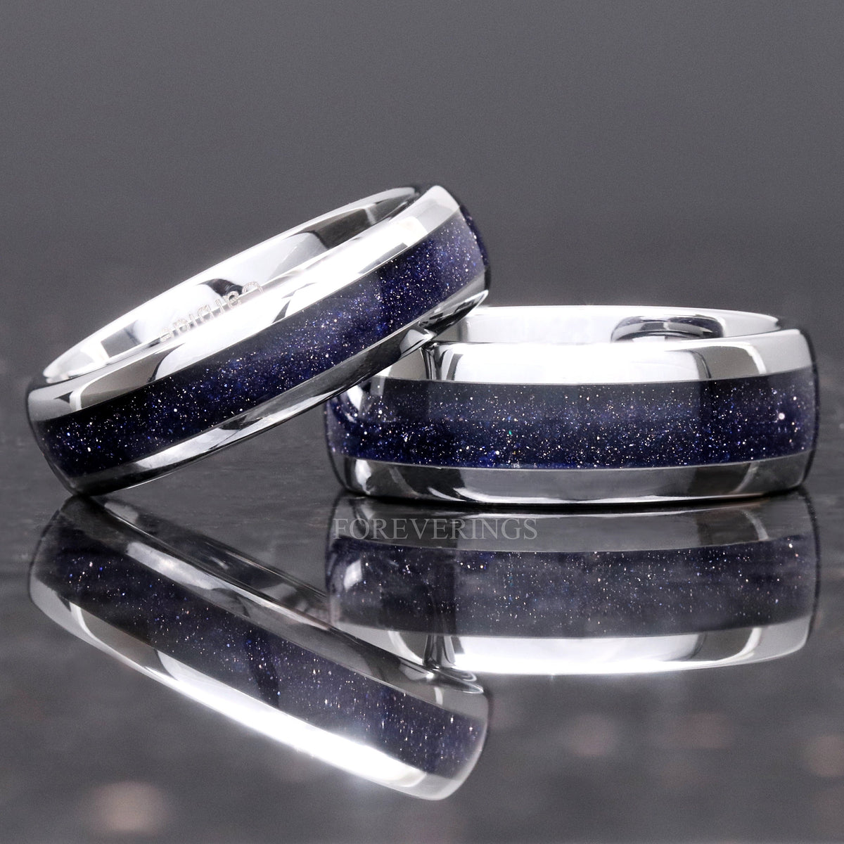 Great Rift Nebula Ring, Starry Night Wedding Band, Personalized, 8mm-6mm-4mm Silver Tungsten Ring, Space Ring, Dome, Polish, Sandstone Ring