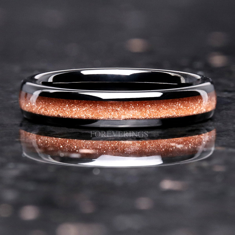 Carina Nebula Ring, 4mm Tungsten Wedding Band, Outer Space Ring, Black Ring, Dome, Polish, Comfort Fit, Birthday Anniversary Gift