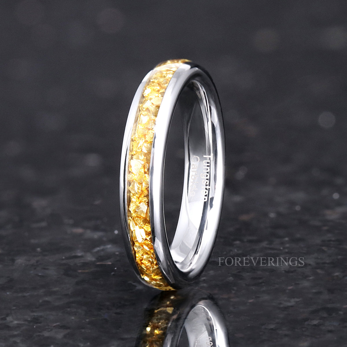 Citrine Ring, Men Women Wedding Band, 4mm Silver Tungsten Band, Personalized Gift, Citrine Band, Women Men Ring, Dome, Polish, Promise Ring