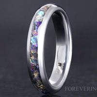 4mm Veil Nebula Ring, Witch's Broom, Silver Tungsten Outer Space Ring, Man Woman Wedding Ring, Comfort Fit, Dome, Polish