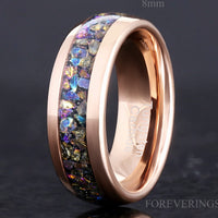 Veil Nebula Ring, Rose Gold Tungsten Ring, 8mm 6mm 4mm Man Woman Wedding Ring, Comfort Fit, Dome, Polish, Outer Space Ring, Engraving