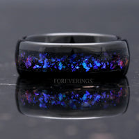 Orion Nebula Ring Set, His and Hers Wedding Band, Black Sapphire Engagement Ring, Outer Space Couples Ring, Matching Promise Rings, Engrave