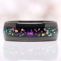 Cass Supernova Black Nebula Ring, 8mm 6mm 4mm Man Woman Wedding Band, Black Outer Space Ring, Cosmos Color Changing Band, Ring Engrave