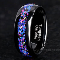 Van Gogh Crushed Opal Inlay Ring | Black Tungsten Wedding Band for Men