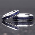 Matching silver tungsten couples ring set with Great Rift blue sandstone inlay, 6mm and 4mm