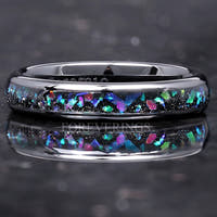Galaxy Opal Black Ceramic Band | Opal Ring | 4mm