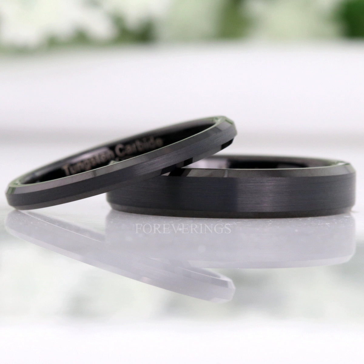 Minimalist Thin Matte Black Tungsten Ring, Flat 2mm 4mm Mens Womens Wedding Band, Simple Thin Custom Engraved Ring