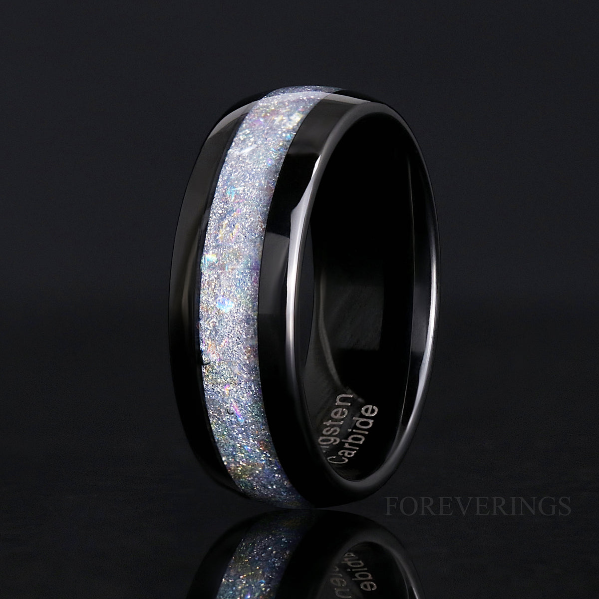 Man Moonstone Ring Black Tungsten Wedding Band, 8mm Man Engagement Ring, Promise Ring for Him, Moonstone, Man Gemstone Ring, Engraving
