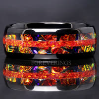 Caraxes Red Opal Tungsten Wedding Band | Dichrolam Mens Ring