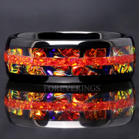 Caraxes Red Opal Tungsten Wedding Band | Dichrolam Mens Ring