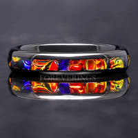 Caraxes Dragon Ring, Red Wedding Band, Black and Red Ring, Black Tungsten Band, Unique Ring, Dichrolam Dome Polish, Nebula Ring, Engrave