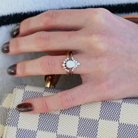 His and Hers White Fire Opal Ring Set, Matching Opal Ring, Silver Ring Set, Hammered Tungsten, Couples Ring, Unique Opal Engagement Ring Set