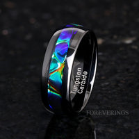 Azure His and Her Tungsten Ring Set, Couple Wedding Band, 8mm 4mm Black Nebula Ring, Dichrolam, Blue Dragon Ring, Matching Promise Ring