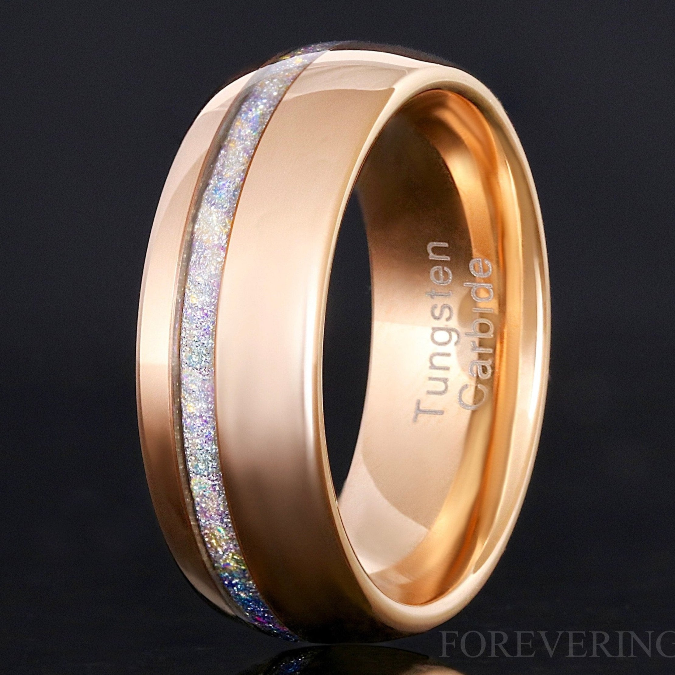 Mens Moonstone Ring, Rose Gold Wedding Band, Man Tungsten Ring, Man Engagement Ring, Nebula Promise Ring for Him, 8mm Galaxy Ring, Engraving
