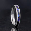 Women's 4mm sandblasted silver tungsten ring with nebula sandstone inlay standing upright