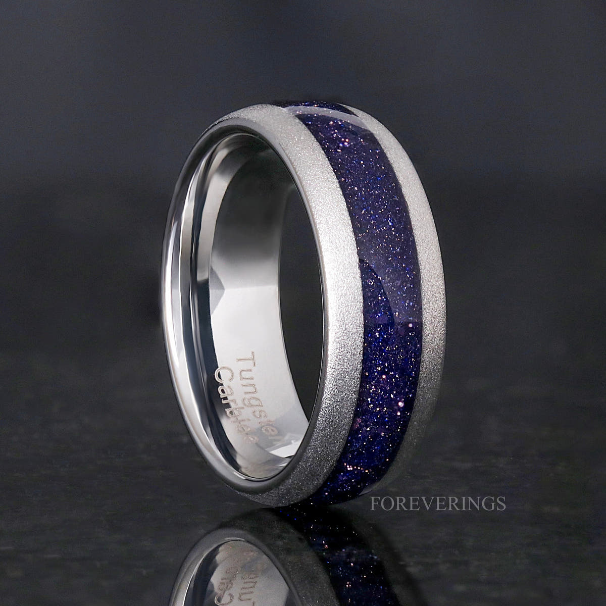 8mm and 4mm Lotus Starry Night rings for him and her