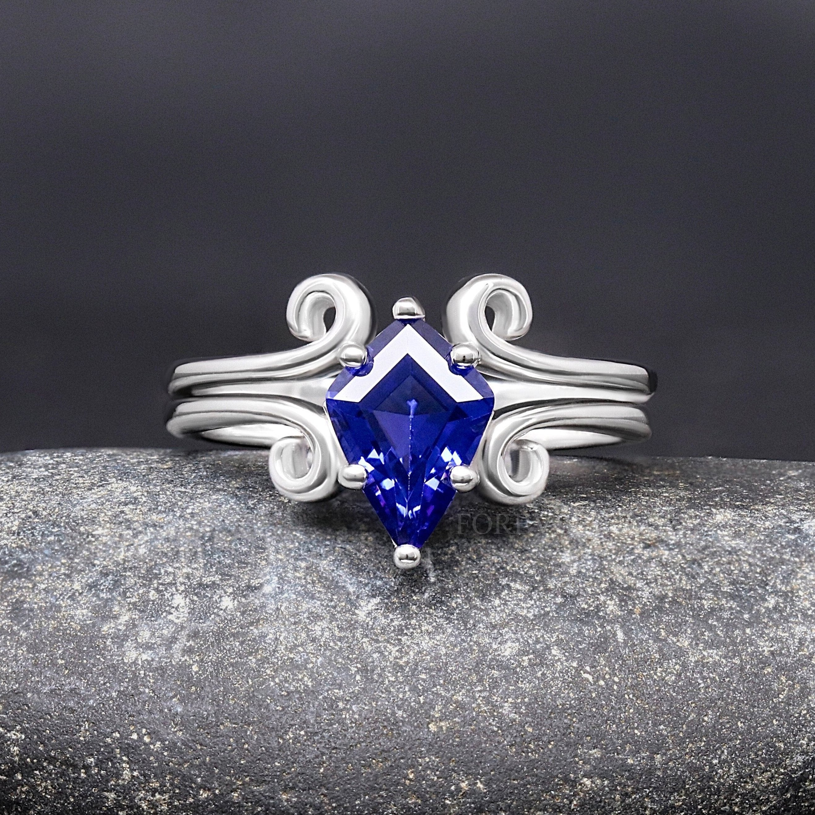 Twirl Orion Nebula Woman Wedding Ring, Kite Cut Sapphire, 925 Sterling Silver Ring, Space Engagement Ring, Birthday Anniversary Gift for Her