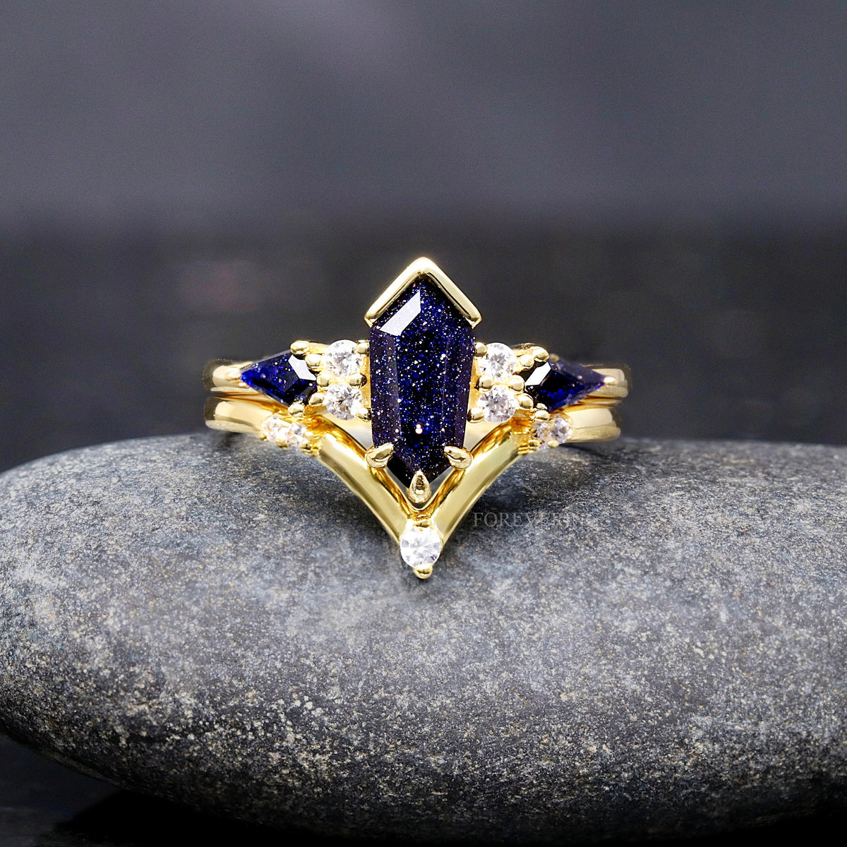 Great Rift Nebula Ring, Gold Alternative Engagement Ring, Kite Coffin, Sandstone 925 Sterling Silver Ring, Woman Wedding Ring Set, Engraving