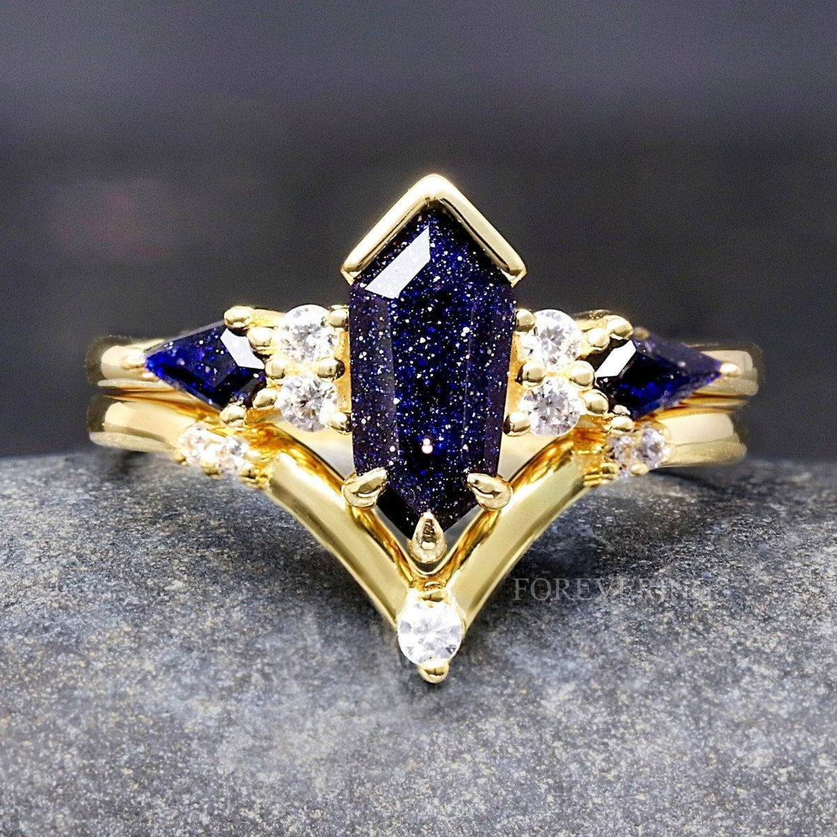 Great Rift Nebula Ring, Gold Alternative Engagement Ring, Kite Coffin, Sandstone 925 Sterling Silver Ring, Woman Wedding Ring Set, Engraving