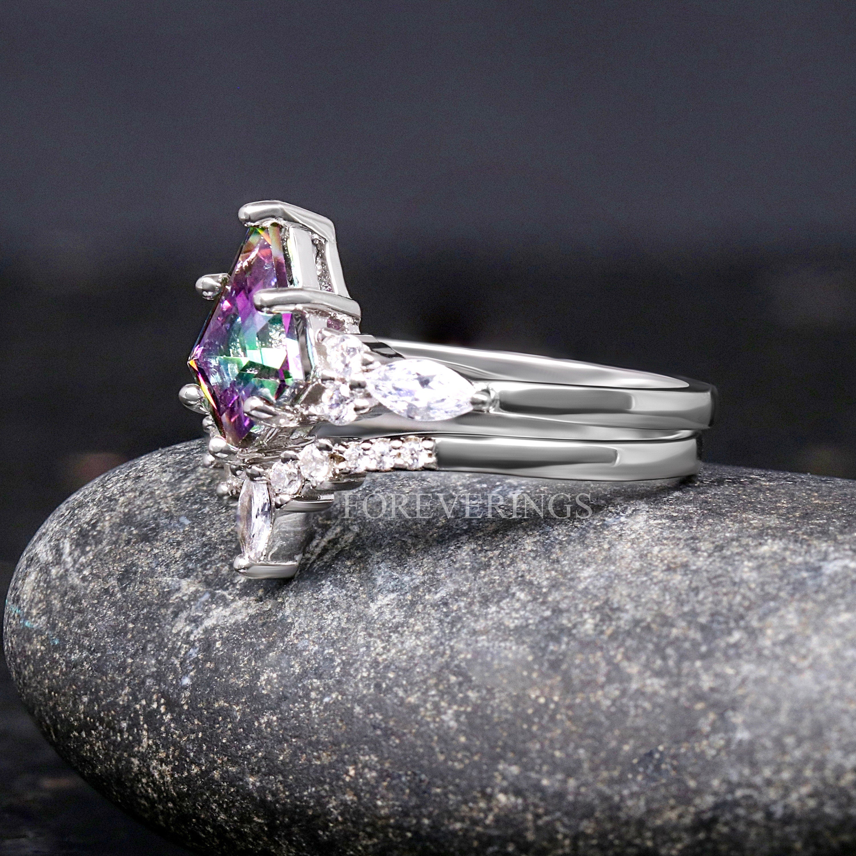 Silver Mystic Topaz Galaxy Ring, Alternative Wedding Ring, Cass Supernova Nebula Ring, Unique Promise Ring, Woman Engagement Ring, Engraving