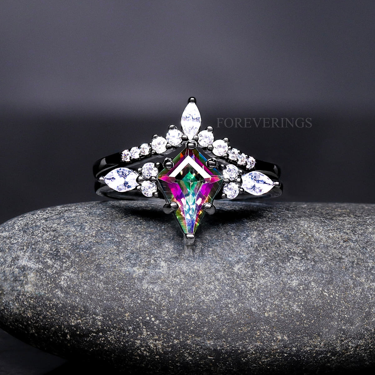 His and her space-inspired wedding ring set