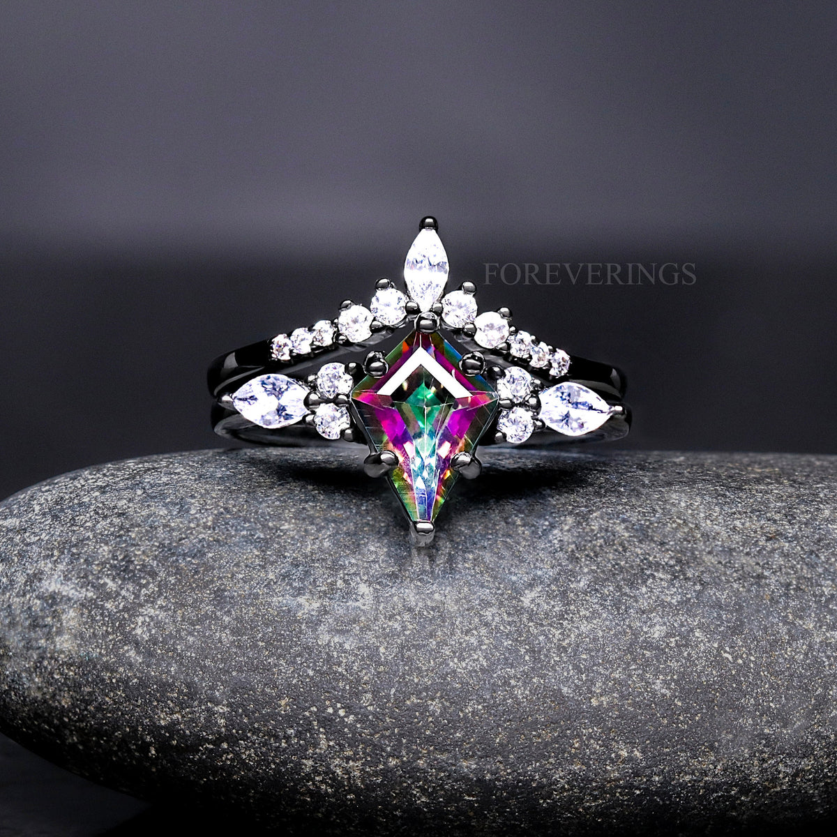 His and her space-inspired wedding ring set