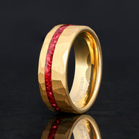 His and Her Natural Ruby Wedding Ring Set, Gold Ruby Ring, 925 Sterling Silver and Gold Tungsten Ring Set, Couples Ring, Engagement Ring Set