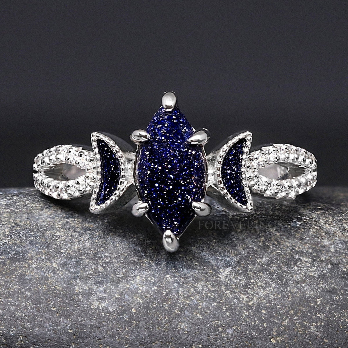 Lunara Starry Night Wedding Ring, Engagement Ring, Great Rift Nebula Ring, Woman Wedding Ring, Promise Ring, 925 Sterling Silver Personalize