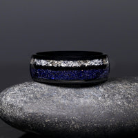 Lunara Starry Night Ring Set, His Her Wedding Ring, Unique Couples Ring, Great Rift Nebula, Crescent Moon Ring, Match Promise Ring, Engrave
