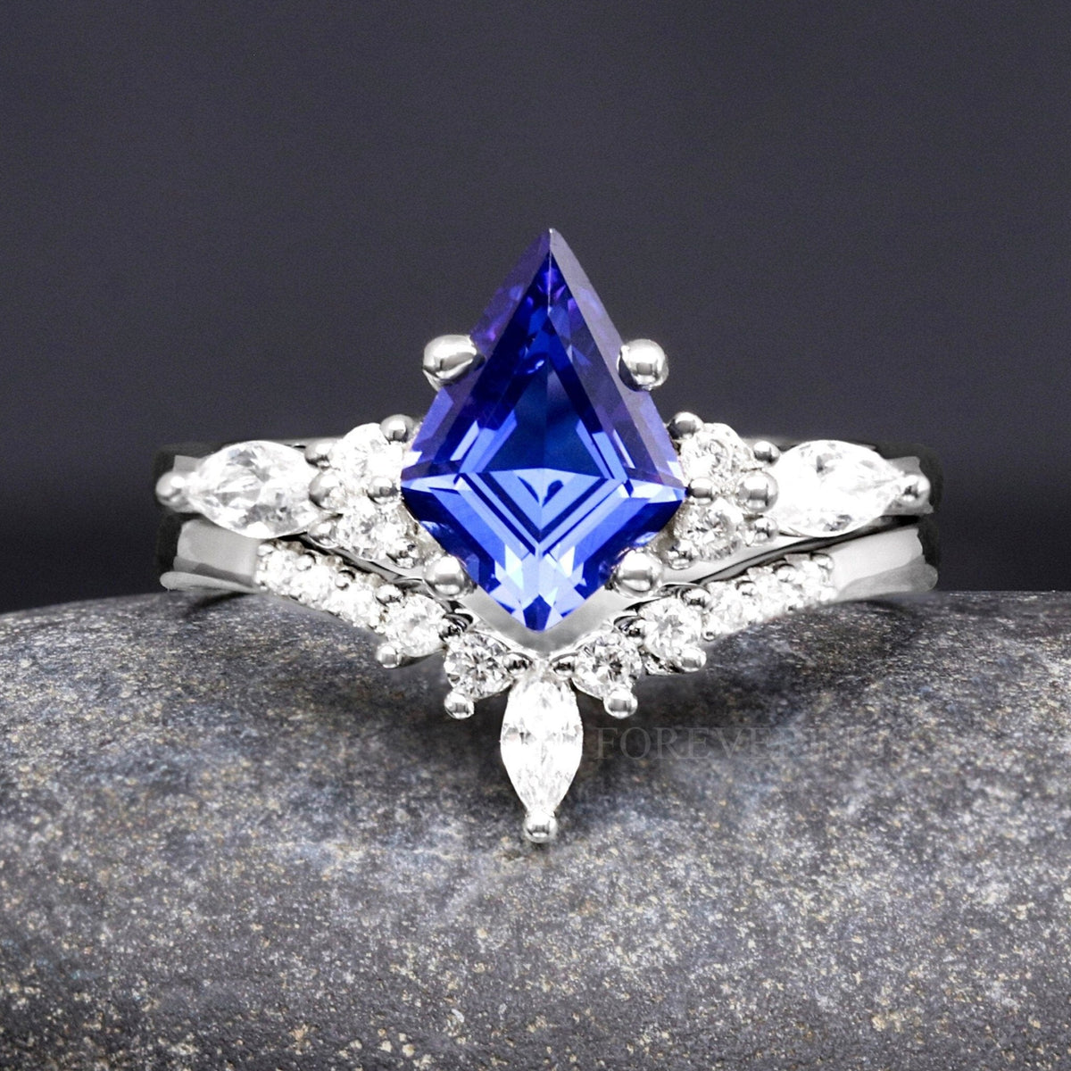 Orion Nebula Engagement Ring Set, Kite Cut, 925 Sterling Silver Ring Set, Outer Space Wedding Ring, Birthday Anniversary Gift for Her