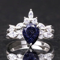 Great Rift Nebula Ring, Galaxy Engagement Ring, 925 Sterling Silver Ring, Womens Wedding Ring, Blue Sandstone, Alternative Engagement Ring